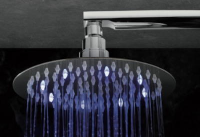 Temperature-regulated LED shower head