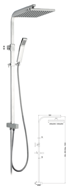 Milenium shower column adaptable to taps