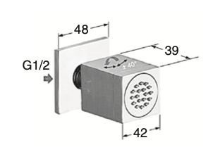 Square side shower jet shower head