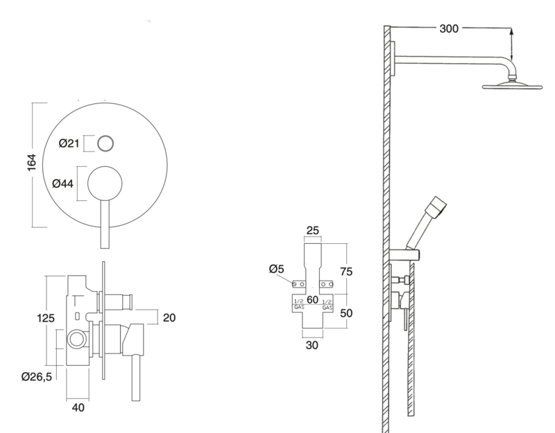 Built-in shower set Veral