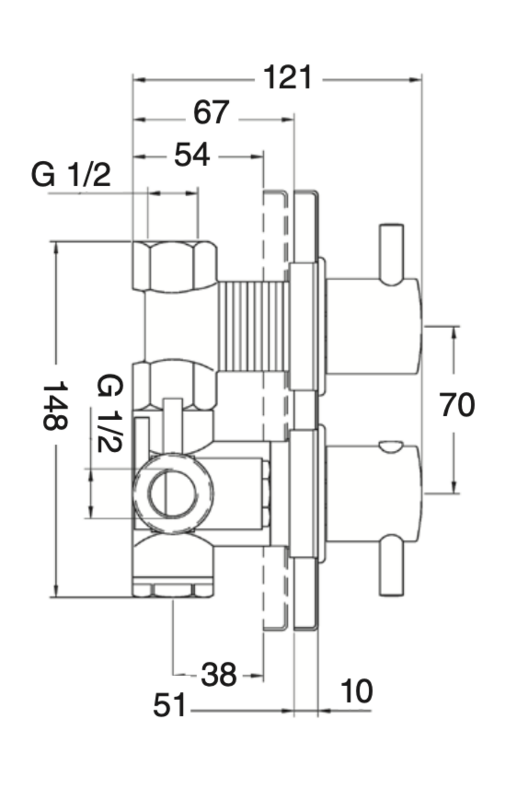 Built-in 2-way thermostatic shower set Izas