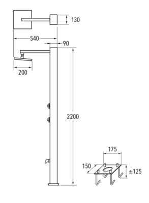 Teide single-lever garden shower column