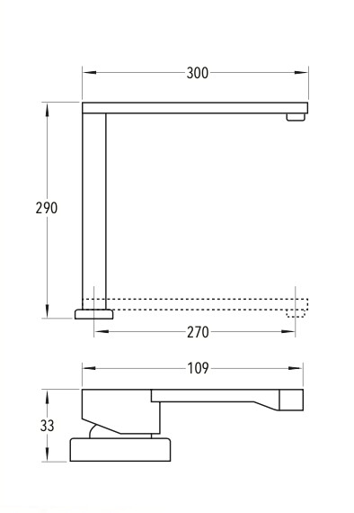 Raise-low sink mixer
