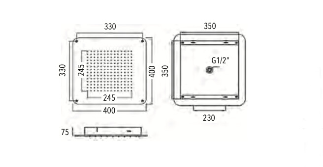 Embedded shower head 40x40