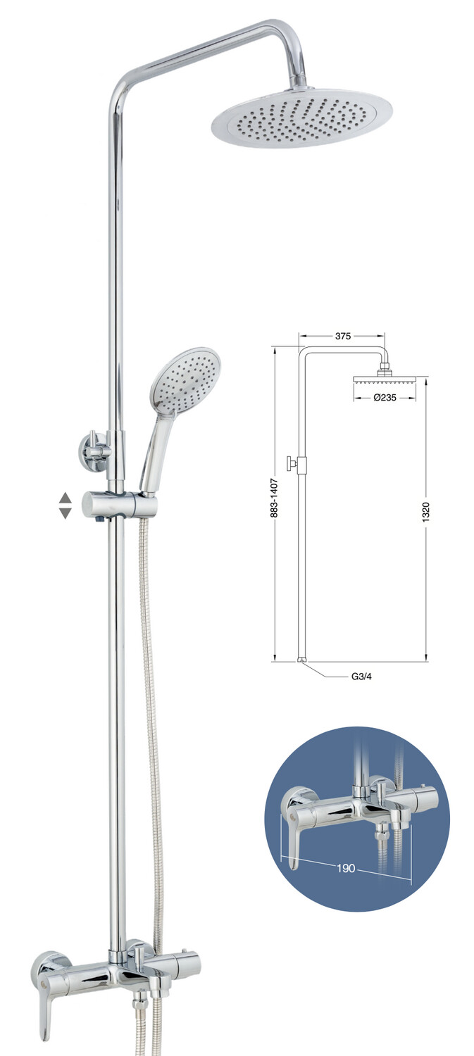 Column bath-shower mixer Ainsa