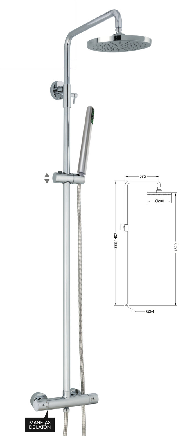 Veral thermostatic shower column