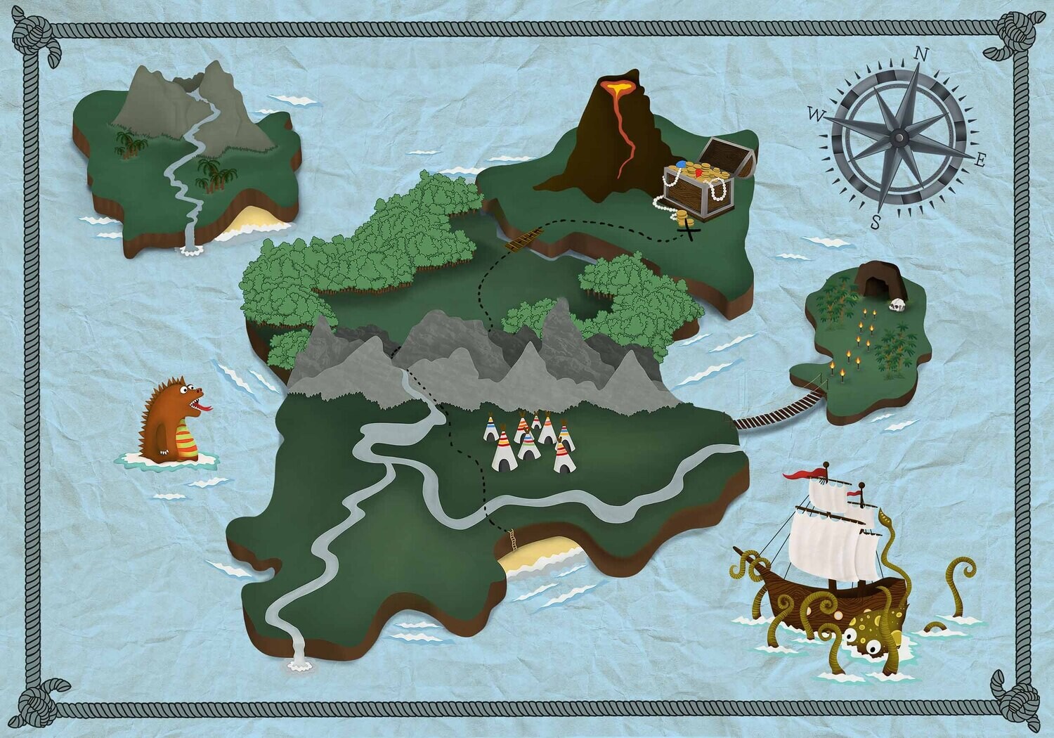 Treasure Map Aqua