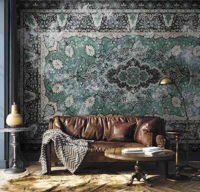 Floral rug Turquoise