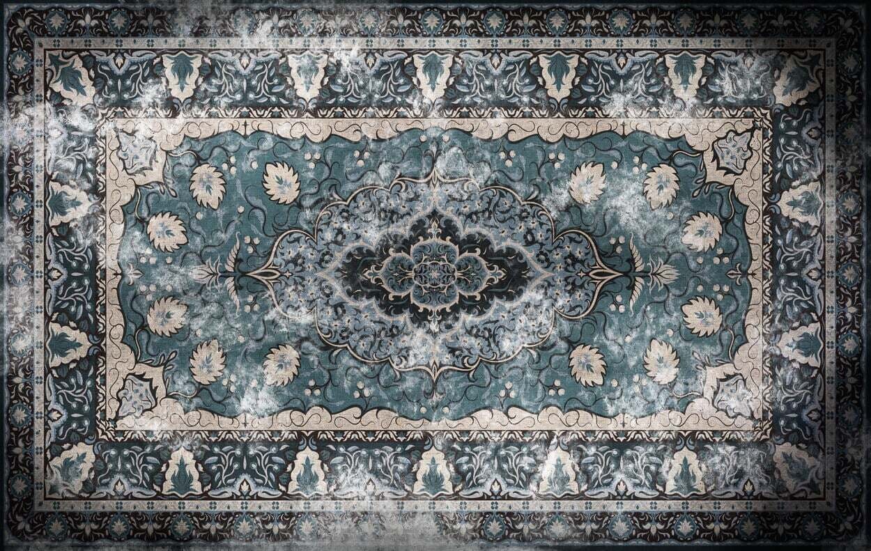 Floral rug Blue