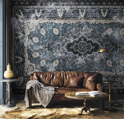 Floral rug Blue