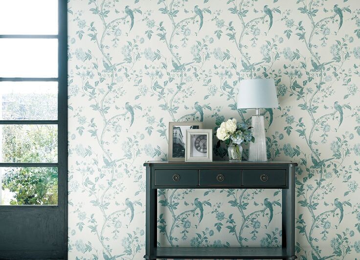 Papel pintado Summer Palace Off White/Duck Egg
