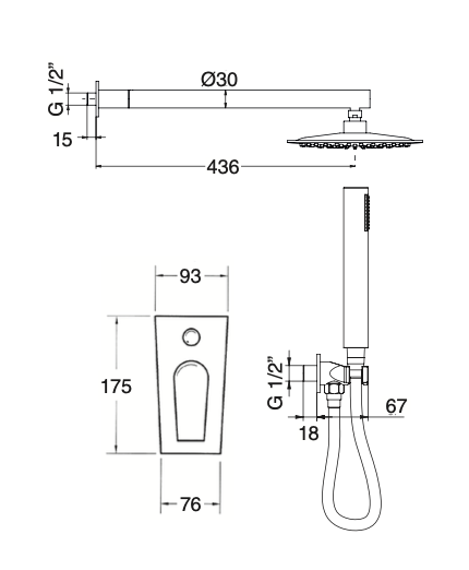 Shower mixer with Athenea shower equipment