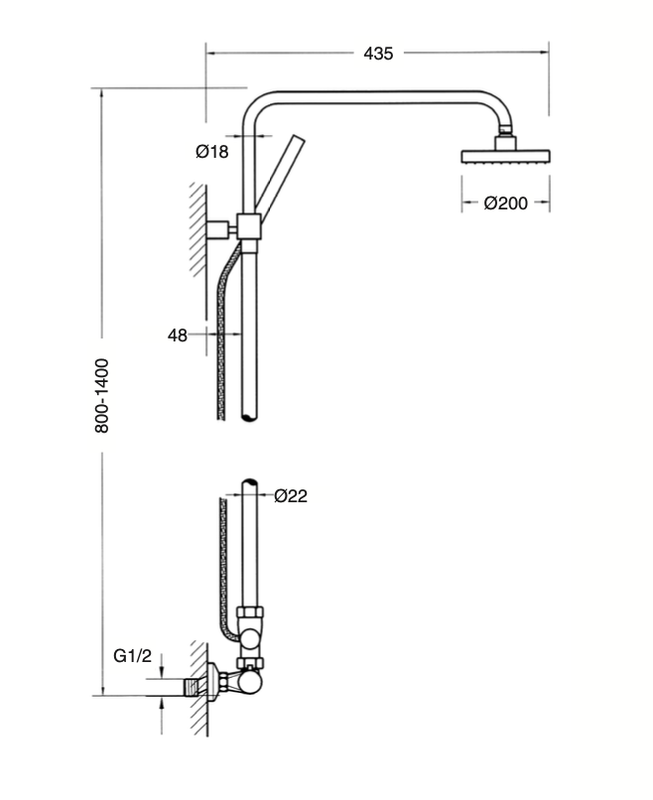 Shower mixer with Athenea shower equipment