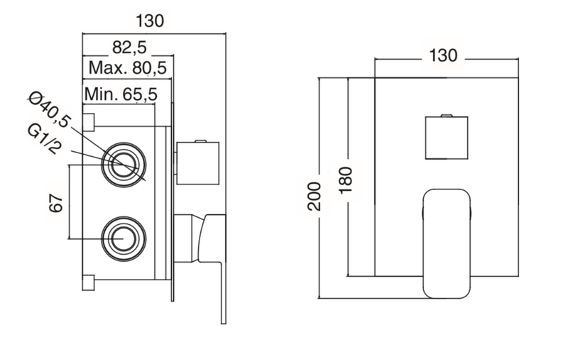 Tizziano 3-way built-in bathroom mixer