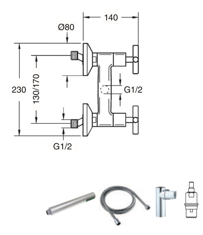 Aurin shower mixer