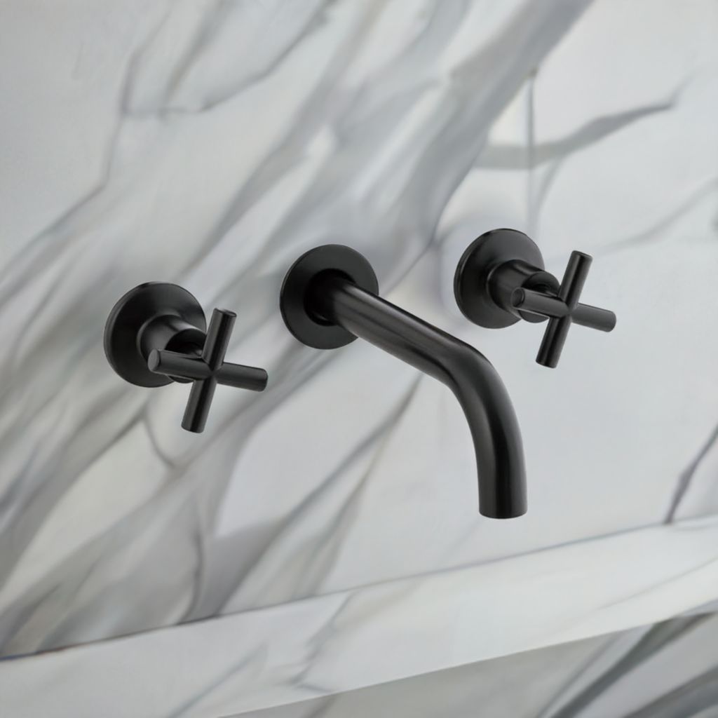 Wall-mounted washbasin mixer with central spout Jalón