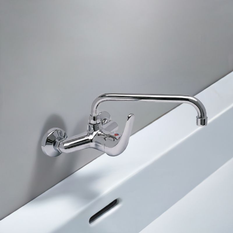 Single-lever wall-mounted sink with high spout