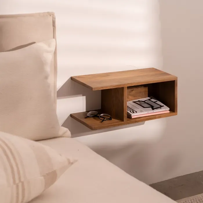 MESITA FLOTANTE MIEL MADERA DE MANGO 45x20x20cm