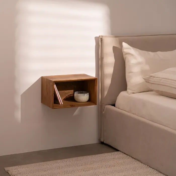 MESITA FLOTANTE MIEL MADERA DE MANGO 40,50x25x23cm