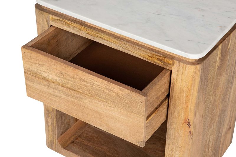 MESITA MADERA MANGO MARMOL FELO 55x40x60cm