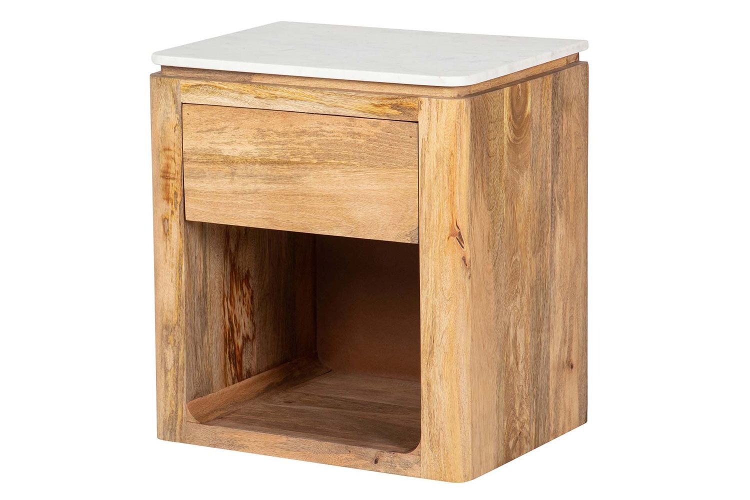 MESITA MADERA MANGO MARMOL FELO 55x40x60cm
