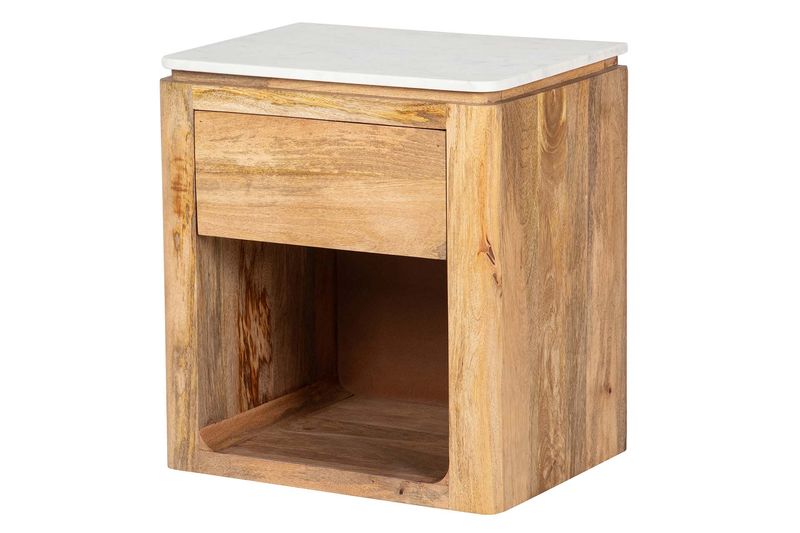 MESITA MADERA MANGO MARMOL FELO 55x40x60cm