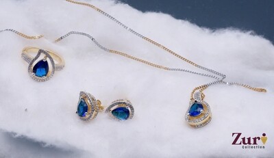 Blue Cyrstal Pendant Set