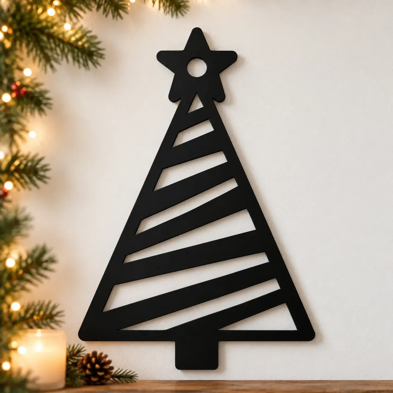 Acryl Wanddeko Weihnachtsbaum – Nordic Stripe Acryl Wanddeko Weihnachtsbaum – Nordic Stripe