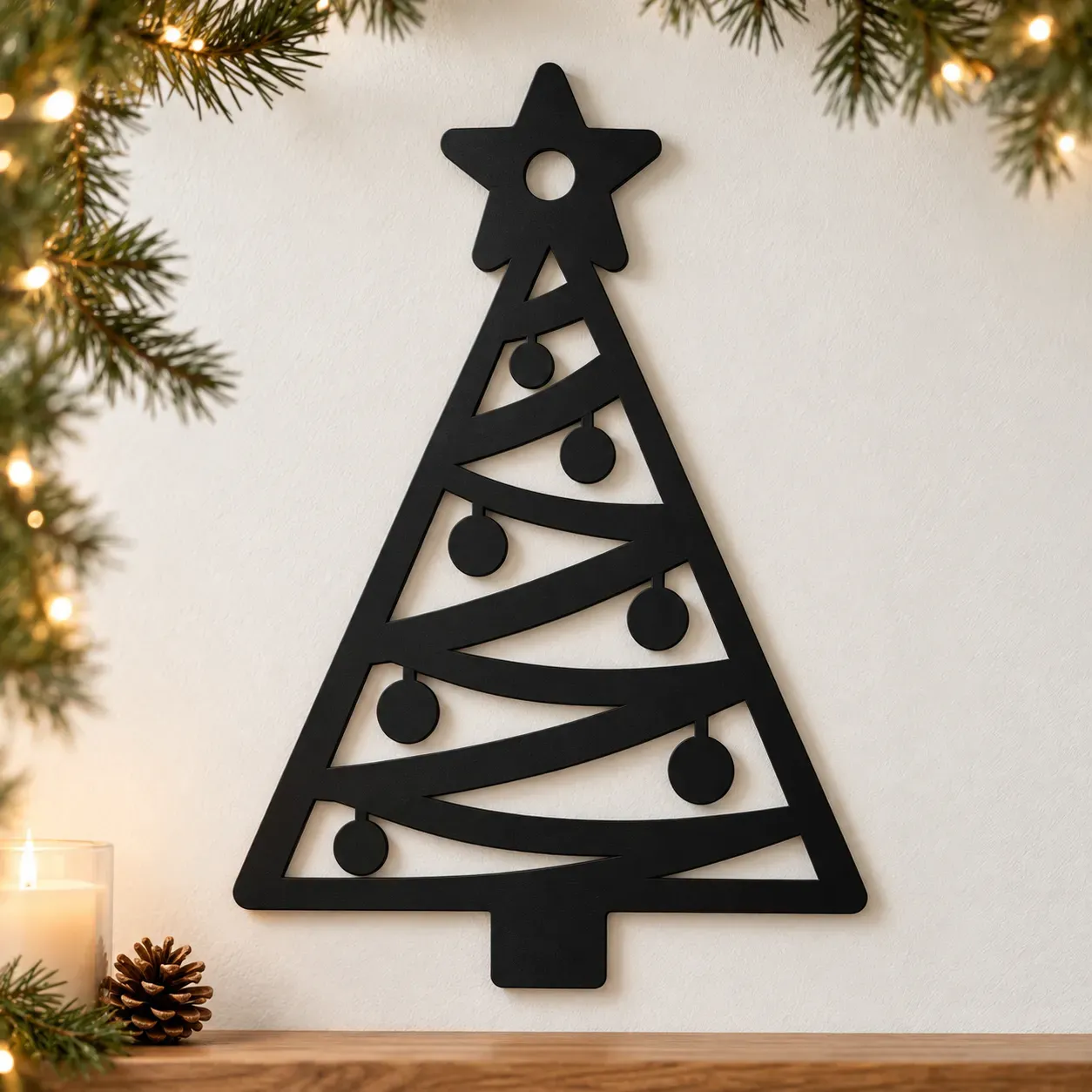Acryl Wanddeko Weihnachtsbaum – Kugelband Acryl Wanddeko Weihnachtsbaum – Kugelband