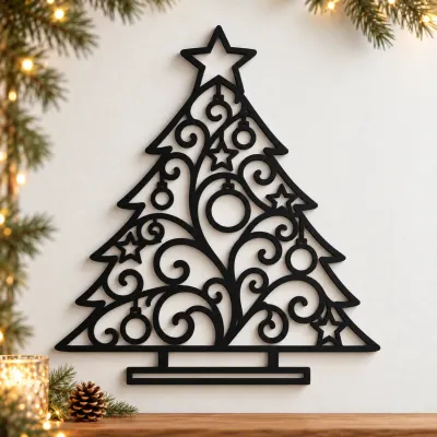 Weihnachtsbaum Wanddeko aus Acryl – Sternenwirbel Weihnachtsbaum Wanddeko aus Acryl – Sternenwirbel