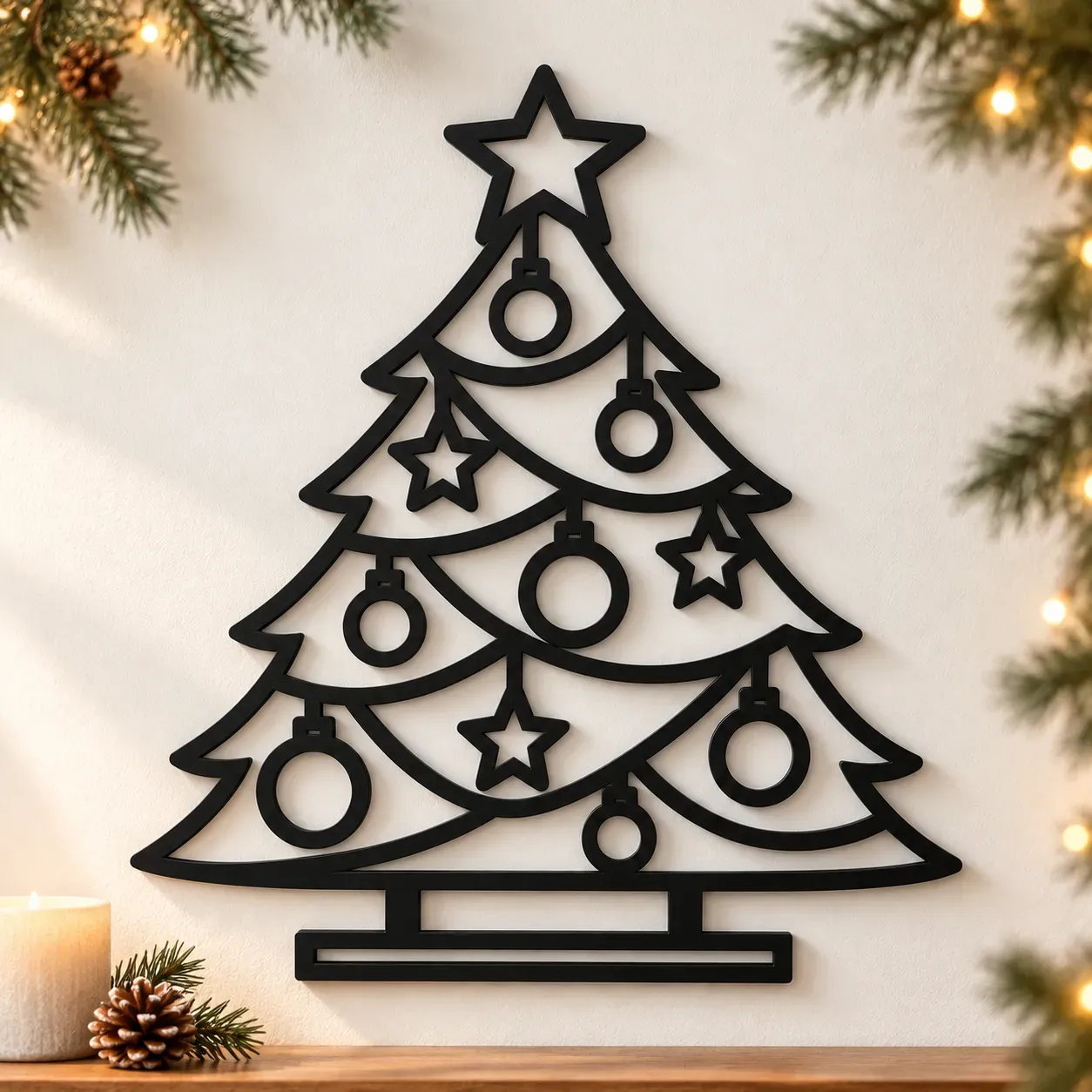 Weihnachtsbaum Wanddeko aus Acryl – Sternenzauber – Kugelgirlanden Weihnachtsbaum Wanddeko aus Acryl – Sternenzauber – Kugelgirlanden