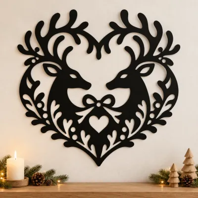 Rentierherz aus Acrylglas – Winterliebe mit Schleife Rentierherz aus Acrylglas – Winterliebe mit Schleife