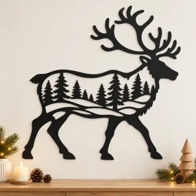 Rentier aus Acrylglas – Winterwald in der Silhouette Rentier aus Acrylglas – Winterwald in der Silhouette