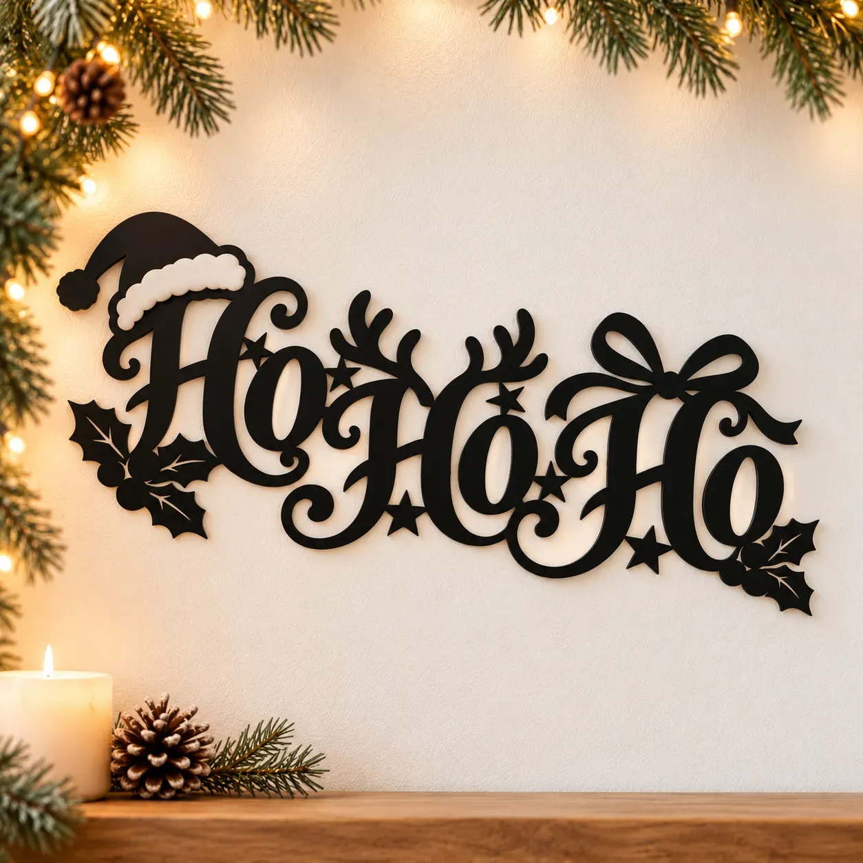 Ho Ho Ho Weihnachtsdeko aus Acryl mit Schneeflocken Ho Ho Ho Weihnachtsdeko aus Acryl mit Schneeflocken