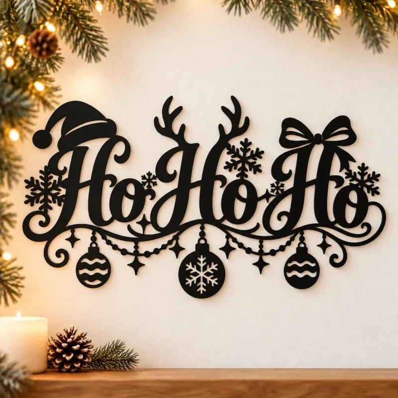 Ho Ho Ho mit Kugelgirlande aus Acryl