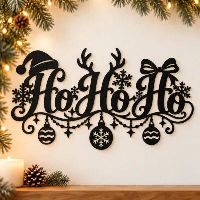Ho Ho Ho mit Kugelgirlande aus Acryl Ho Ho Ho mit Kugelgirlande aus Acryl