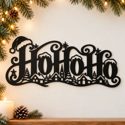 Ho Ho Ho über verschneitem Weihnachtsdorf Ho Ho Ho über verschneitem Weihnachtsdorf