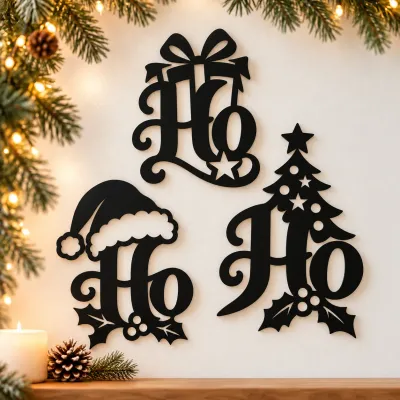 Ho Ho Ho – Weihnachtsdeko im 3er-Set mit Weihnachtsmotiven Ho Ho Ho – Weihnachtsdeko im 3er-Set mit Weihnachtsmotiven