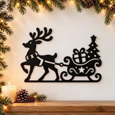 Acryl Deko - Rentier mit Geschenkeschlitten Acryl Deko - Rentier mit Geschenkeschlitten