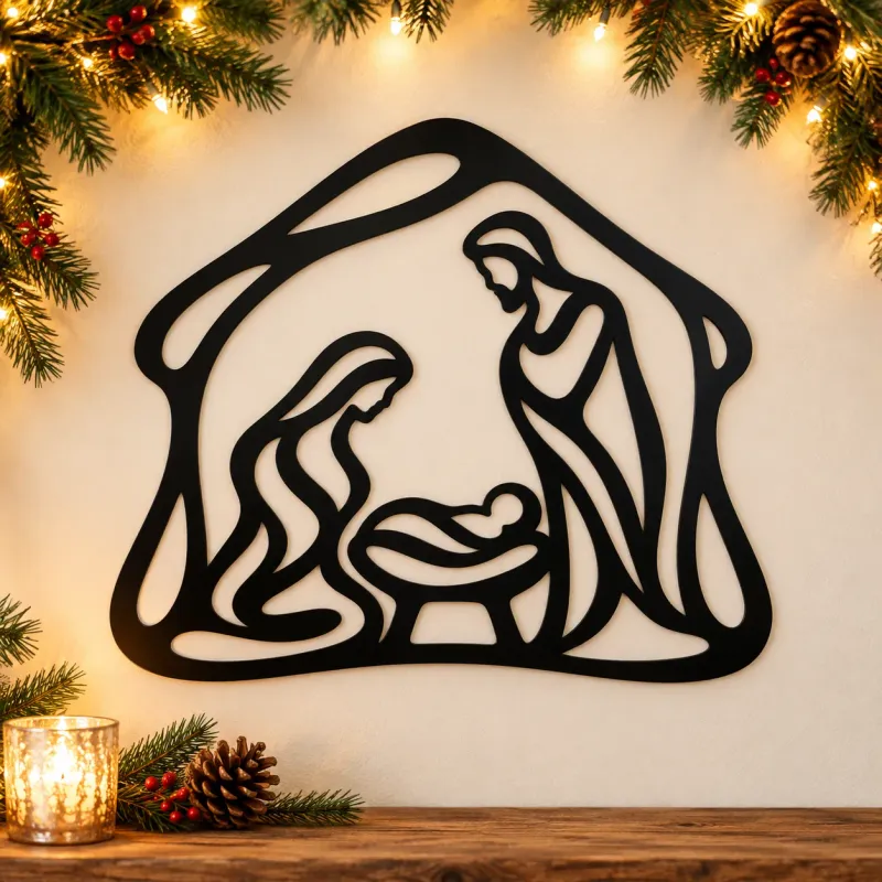 Acryl-Deko Weihnachtskrippe im Stall