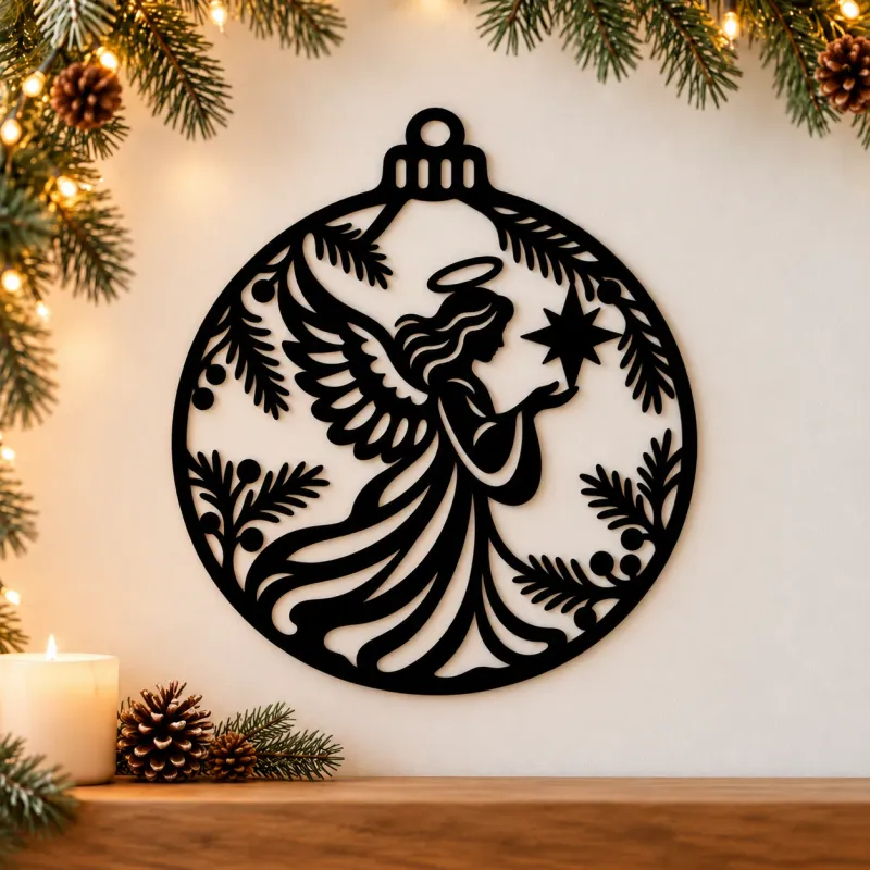 Acryl-Deko Weihnachtskugel - Engel mit Stern