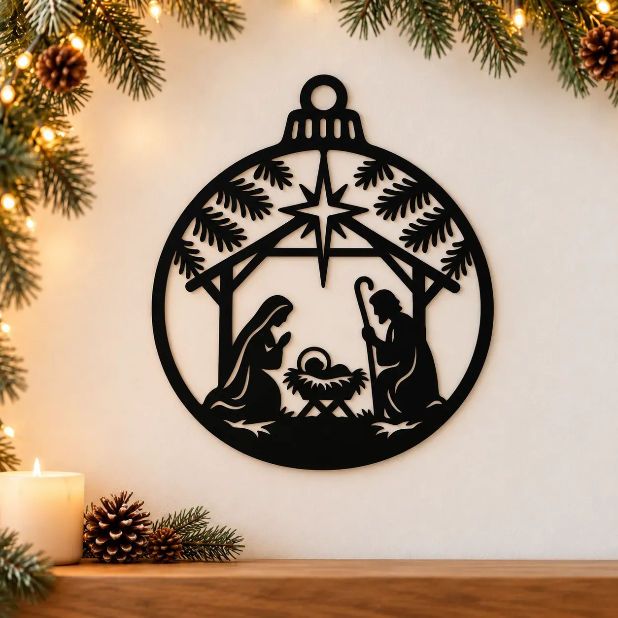 Acryl-Deko Weihnachtskugel - Krippenszene Acryl-Deko Weihnachtskugel - Krippenszene