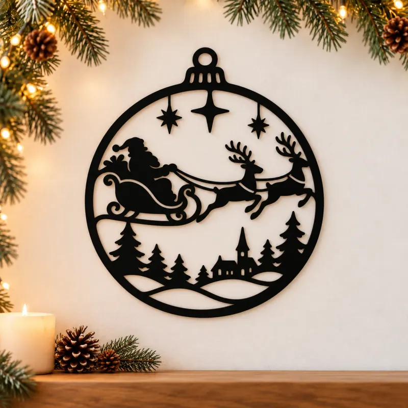 Acryl-Deko Weihnachtskugel - Rentierschlitten