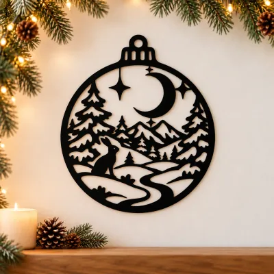 Acryl-Deko Weihnachtskugel - Hase und Mondschein