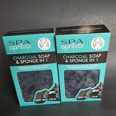 Spa Aprils charcoal soap &amp; sponge in 1