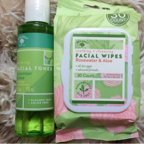 Cucumber &amp; aloe toner with rosewater &amp; aloe wipes.