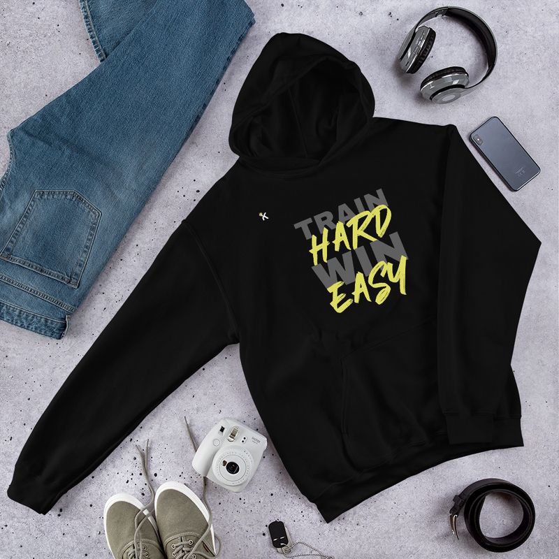 Unisex Hoodie Train Hard, Win Easy - Black