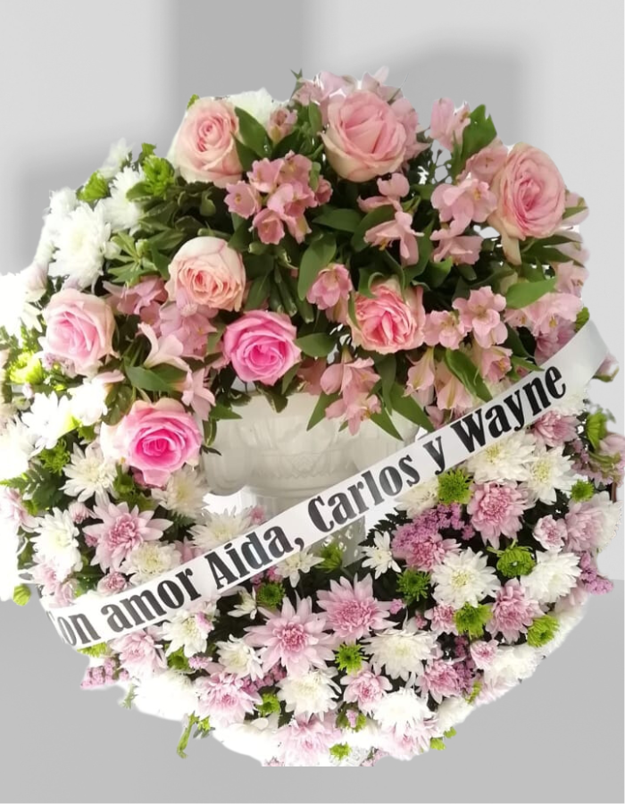 Corona rosas rosadas