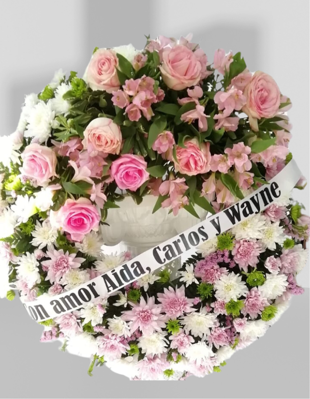 Corona rosas rosadas
