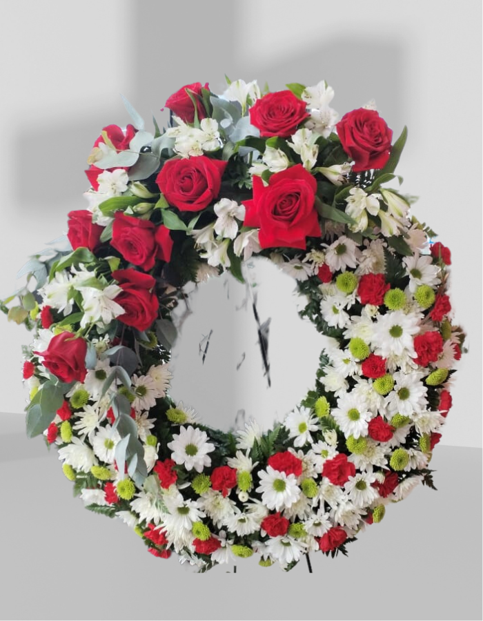 Corona Rosas y astromelias